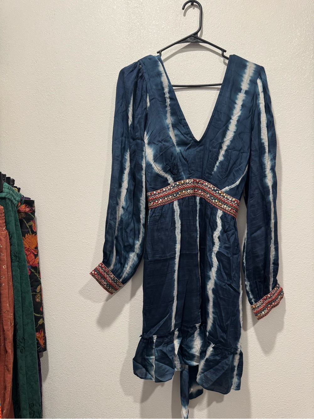 Anthropologie Verb Pallavi Singhee Beaded Tie Dye Mini Dress NWT L - Picture 4 of 10